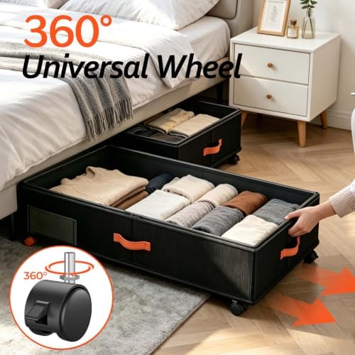 66L 2-Pack,Under Bed Storage with Wheels, 30" L x 16" W x 7.5" H