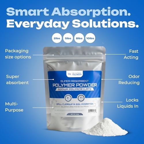 Super Absorbent Sodium Polyacrylate Fine Powder, Fast-Acting Absorbing Powder, Dries up pet Urine Spills Instantly, Practical for Camping Toilet Bags, Plant Soil Hydration & Cooling ice Packs (2 lb)