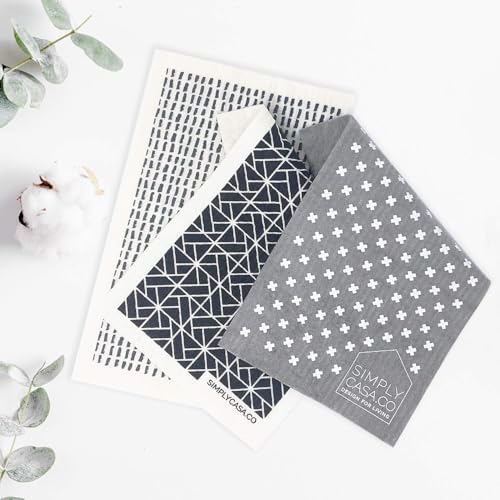 Long 5‑Pack Swedish Dishcloths – Reusable, Cellulose Sponge Dish Cloths for Washing Dishes, Paper Towel Replacement, Plastic-Free Packaging, Super Absorbent