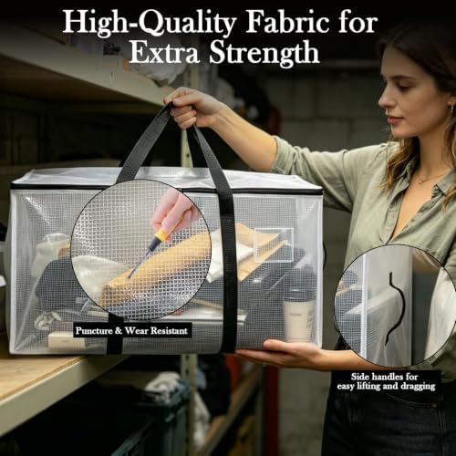 Heavy-Duty Moving Bags with strong handles (6, Clear, Medium)