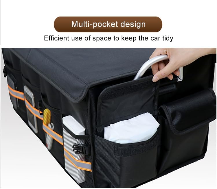 Car Trunk Organizer 66L with Lid, Collapsible Waterproof Cargo Storage Box for SUV Sedan