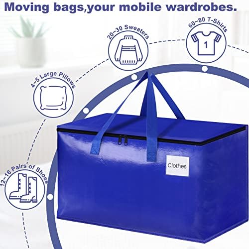 Moving Bags, Moving Boxes, 93L 6-Pack Sotrage Bags Totes, Blue
