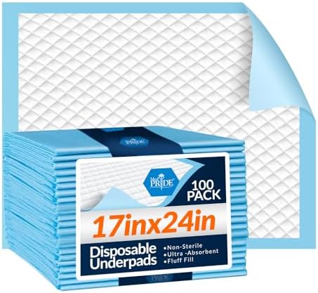 Disposable Underpads 17x24 in,Super Absorbent,Incontinence,100 Ct