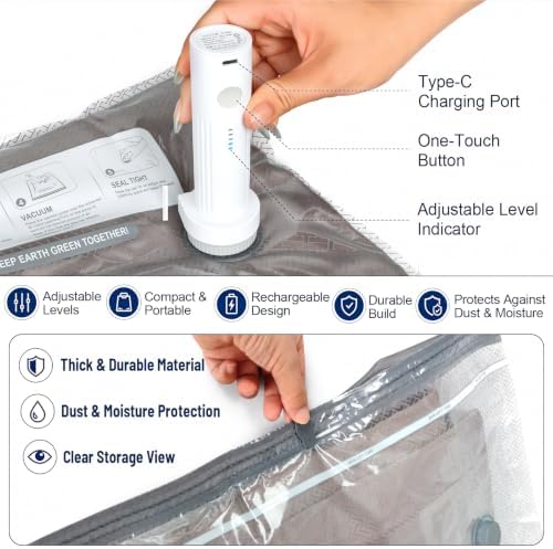 18 Pack Vacuum Storage Bags with Electric Pump, Space Save Bags for Travel