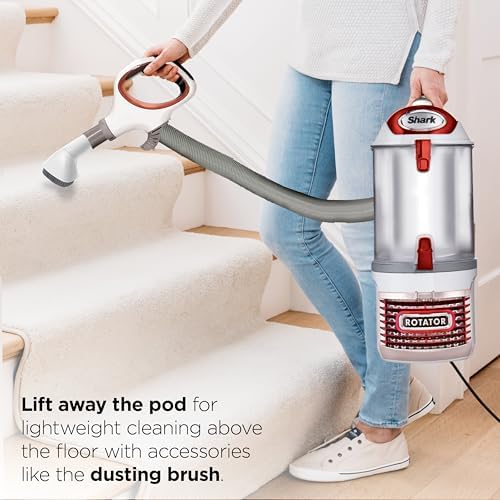 Shark Rotator Lift-Away Upright Vacuum with HEPA Filter, White/Red, NV501