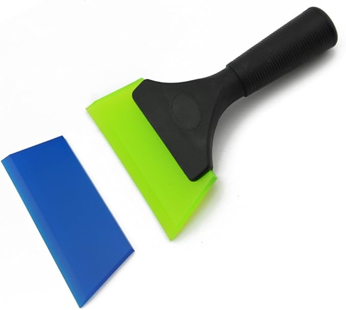 FOSHIO Squeegee Scraper Shower Mirror Glass Wiper Window Cleaner with 1 Extra Rubber Blade Non-Slip Handle for Auto Window Tint Tool Home