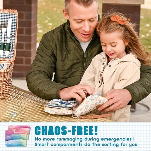 Care Rescue Pack | Family-Friendly First Aid Kit for Kids with 200 Pcs Medical Supplies | Travel-Friendly Compact Storage Bag for Home, Car, Travel, Camping, Adventure (Rainbow)