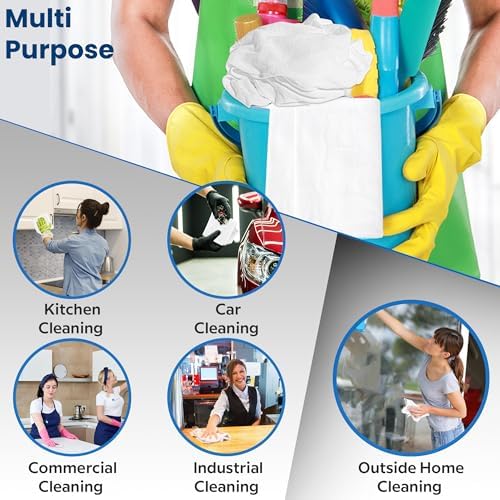 New Lint Free Cloth (45 Pack) - 100% Cotton Cleaning Rags Exact Cut - Premium White Rags for Cleaning House - White Rags for Dusting, Staining, Polishing, Painting 18"x18"