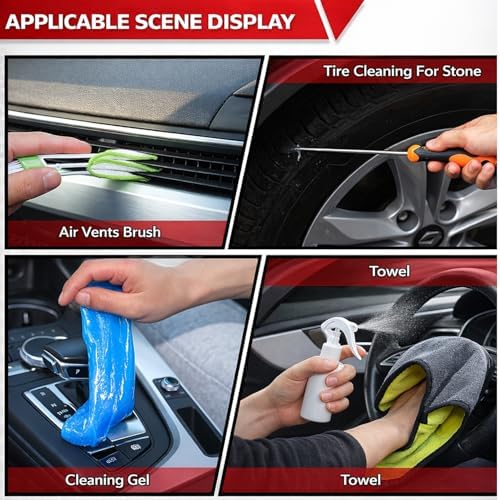 63PCS Car Wash Cleaning Kit,Car Wash Brush with Long Handle,Car Detailing Kit with Foam Gun,Car Cleaning Supplies,Handheld Vacuum, Car Detailing Kit (63PCS)