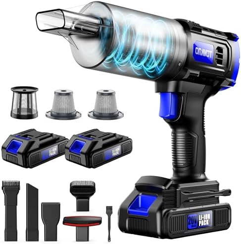 Car Vacuum Cordless, 35000PA Strong Suction Handheld Vacuum with 2 Detachable Batteries, 60Min Runtime Portable Vacuum Cleaner for Car Detailing, Pet Hair, Home Couch & Office, 350ML XL Dust Cup