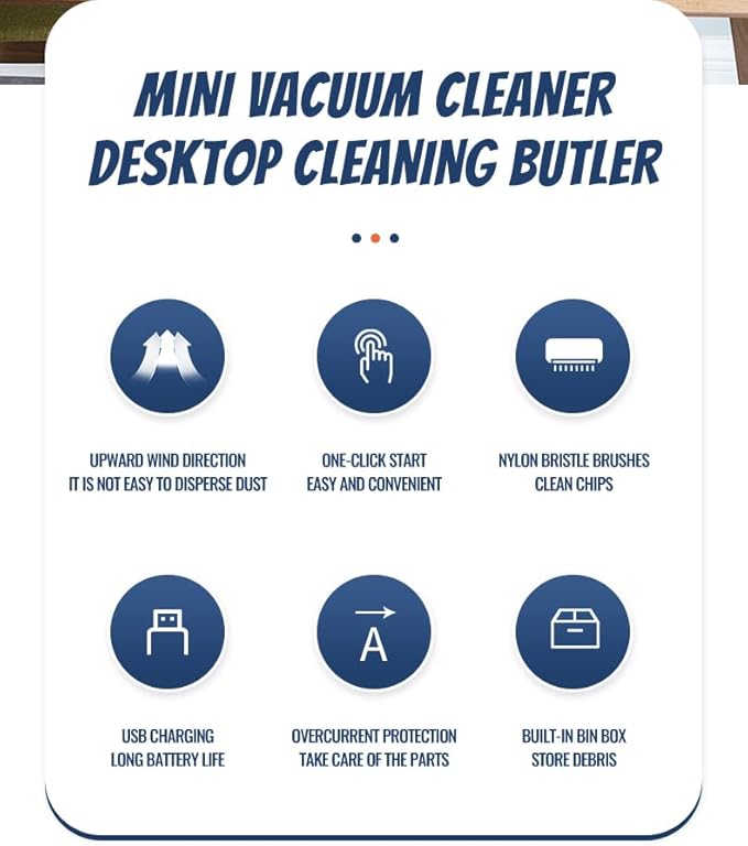 Desktop Vacuum Cleaner USB Charging with Vacuum Nozzle Cleaning Brush, cuteofficedeskaccessories Detachable Design & Portable Mini Table Dust Vaccum Cleaner Crumbs,