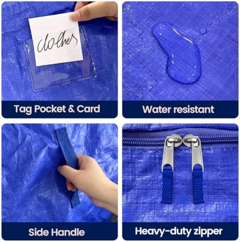 Heavy-Duty Moving Bags, Dark Blue, Medium, 8 Count