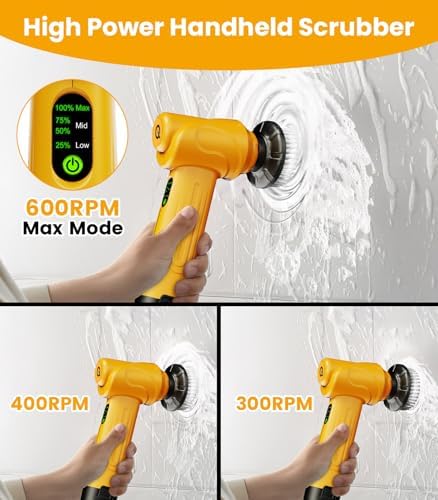 Electric Spin Scrubber Q4, 5000mAh Large Battery, 248-Min Runtime, 600RPM