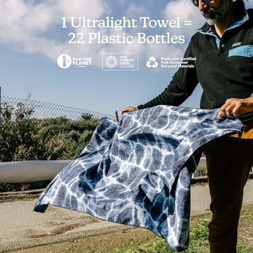Ultralight Towel - Quick Dry & Super Lightweight - Perfect As A Pack Towel to Save On Space - Made with Recycled Materials - Agua Blue - 30x54