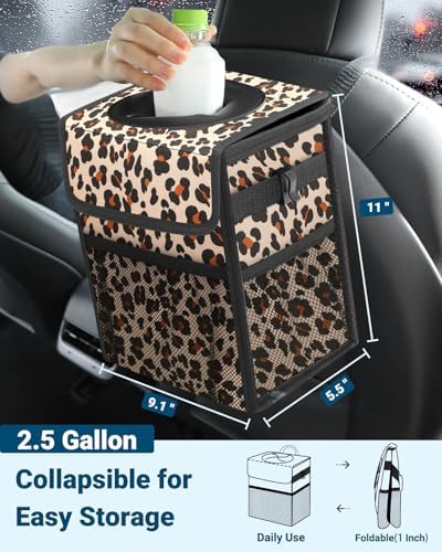Car Trash Can with Lid, Leakproof Car Garbage Can Car Trash Bag