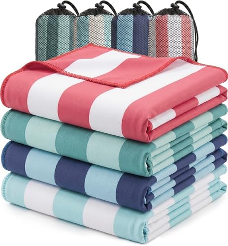 Thin Lightweight Microfiber Beach Towel 4 Pack 32x71 Inch