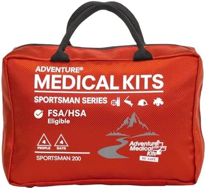 Sportsman Series Medical Kit - 200 - First Aid Kit for Camping, Hiking, Hunting & More - For 4 People for 4 Days - Includes Bandages, Medicine, Guide Book & More