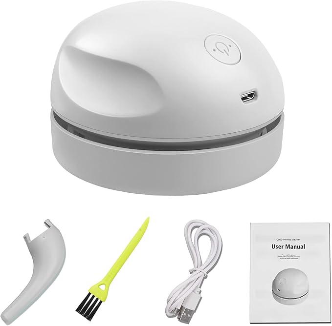 prowithlin Desktop Vacuum Cleaner USB Charging with Vacuum Nozzle Cleaning Brush, Detachable Design & Portable Mini Table Dust Vaccum Cleaners, Cleaning Dust, Crumbs, Piano, Computer, Car Etc(Gray)