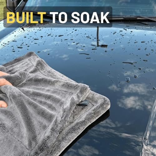 Sleek Max Dry 2K - 2000GSM Microfiber Car Drying Towel, 20x31in, Grey