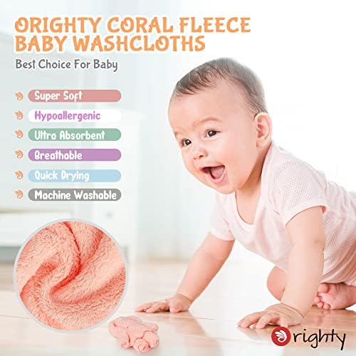 Baby Washcloths 50-Pack, Microfiber Coral Fleece Baby Face Towels, Soft and Absorbent Wash Cloths for Newborns, Infants and Toddlers, Gentle on Delicate Skin for Face Hands and Body, 7x9 Inch