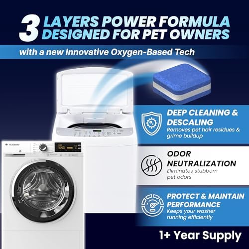 Washing Machine Cleaner Pro Tablets for Pet Owners, 28 Pack, Front/Top Load