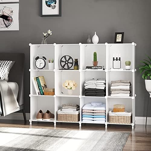 12 Cube Storage Organizer, Closet Organizer Storage Shelves, White
