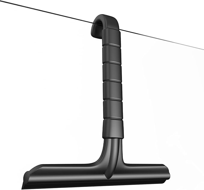 All-One-Piece Shower Squeegee for Glass Doors, Silicone Bathroom Squeegee for Shower Glass, Window Tool for Tile Walls, Mirrors, Kitchen and Car, Hand Small Scraper(7.87in-Black)