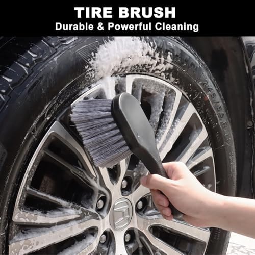 Car Wheel Brush kit, Tire Brush, Wheel Cleaner Brush, Soft-bristled Rim Cleaner Brush, Car Detailing Brushes, Wheel Brushes for Cleaning Wheels,Tires, Car Cleaning Brush Supplies Kit