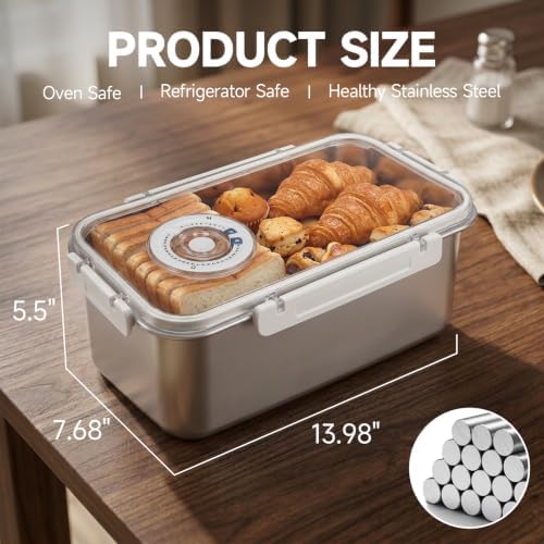 Large Stainless Steel Bread Storage Box with Lid