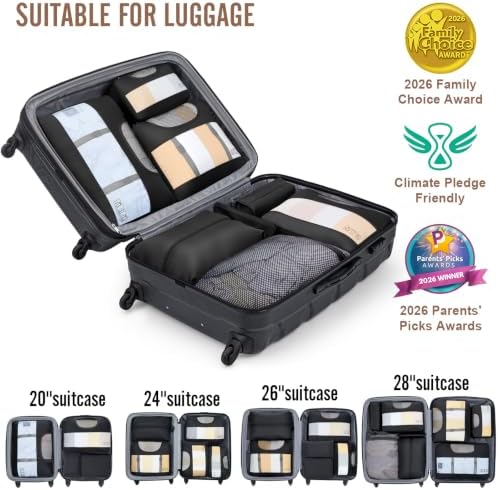 10 Set/8 Set Packing Cubes for Travel Essentials,Anti-Wrinkle Buckled Suitcase Organizer for Shoe & Toiletry Bag,Carry On Luggage Bag for Airplane & College Dorm Room Accessories,Women Men Gifts