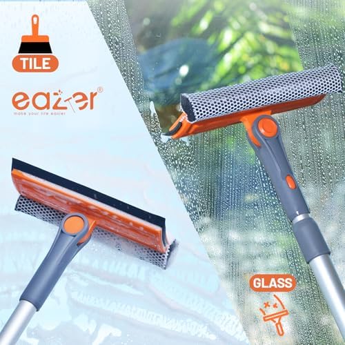 Professional Window Squeegee, 2-in-1 Rotatable Squeegee for Window Cleaning Kit, Window Cleaner Tool, Window Washing Equipment Kit with Extension Pole (20''-30'') for Shower/Windshield