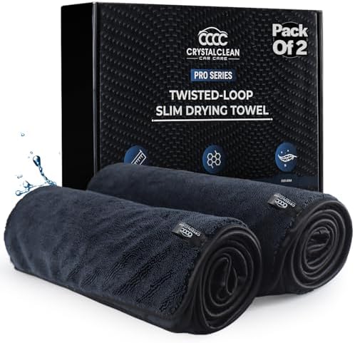 Crystal Clean 2-Pack Microfiber Car Drying Towels, Ultra-Absorbent XL 28x36