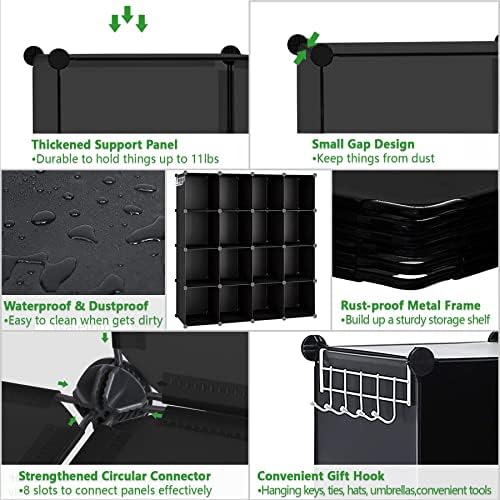 16 Cube Storage Organizer Cube Shelves Units Storage Cubes, Black