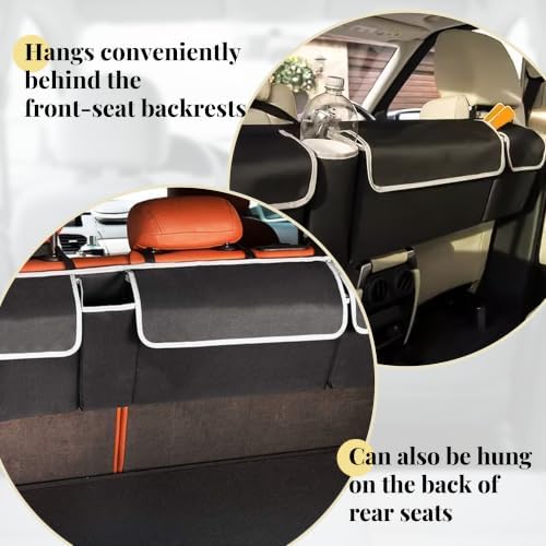 Car Trunk Organizer, Backseat Hanging Large Storage with Adjustable Straps,Waterproof PVC Collapsible Cargo Bag, Car Interior Accessories for Auto SUV MPV，Blue