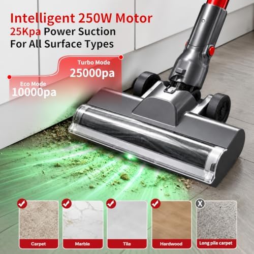 Cordless Vacuum Cleaner For Home Upgraded 250W 50mins Stick Vacuum