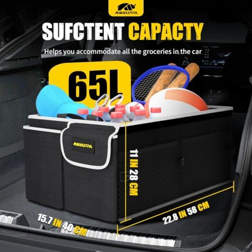 Trunk Organizer with Lid - 65L Collapsible Car Organizer