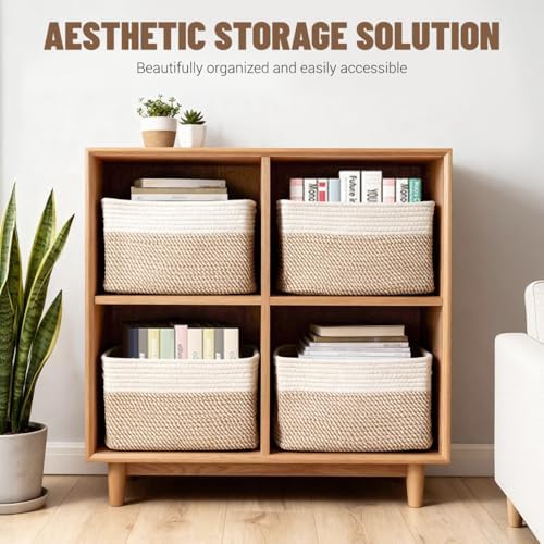 5 Pack Woven Storage Baskets, Decorative Storage Bins for Organizing