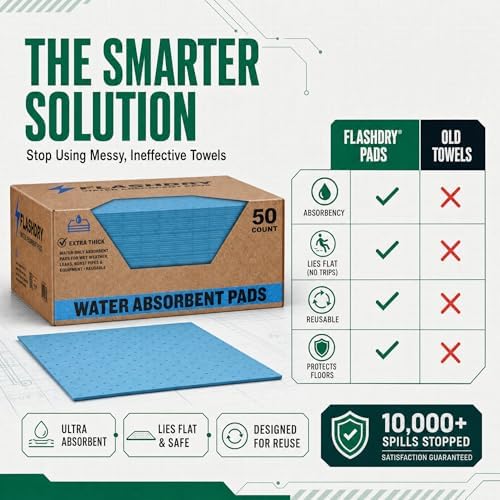 Water Absorbent Pads, Reusable Pads, 17.5"x13.5", 50 Count