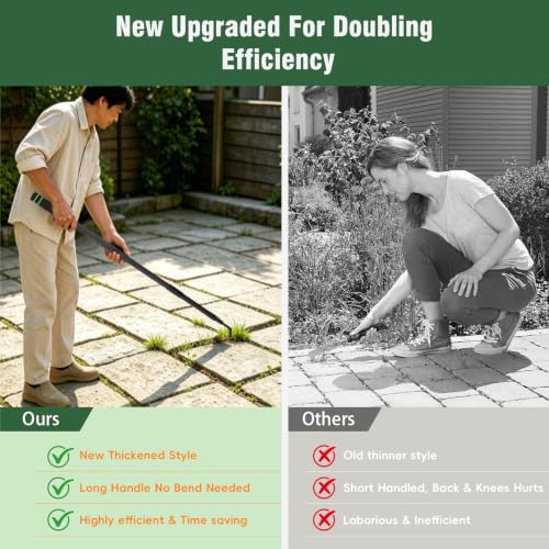Manual Crevice Cleaning Tool with 43.7" Long Handle, Gardening Weed Puller Weed Remover Tool for Sidewalk,Deck,Paver,Patio