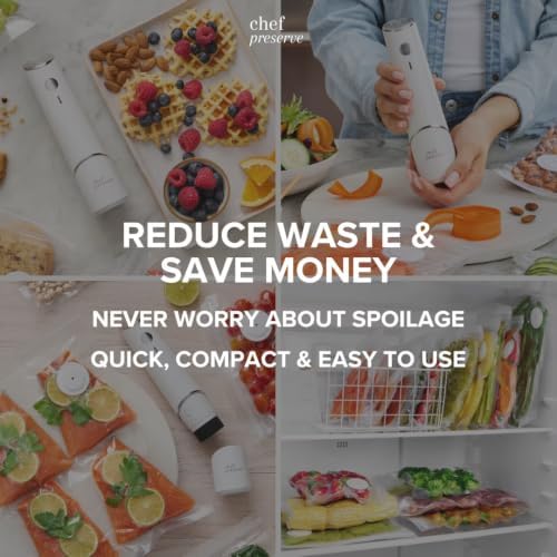 Compact Vacuum Sealer for Food (Vacuum Sealer Machine + 20 Reusable Vacuum Bags) Powerful Handheld Vacuum Sealer Machine, Seal Meal Saver, Portable Food Sealer