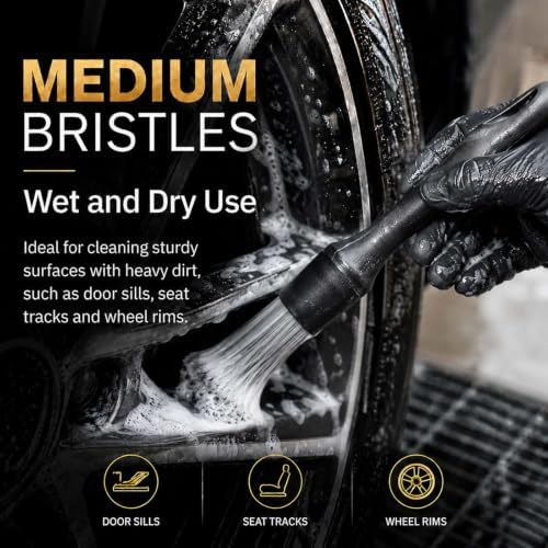 Car Detailing Brush Set - Ultra Soft Boars Hair Car Interior Detailing Brushes【Not Easy to Shed Bristles 】- Automotive Cleaning Brushes Kit w/Storage Bag & Car Drying Towel, Car Dust Brush - 8 Pcs