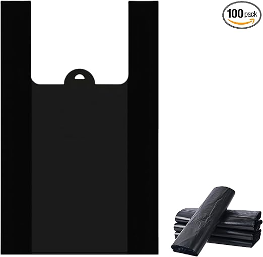 100 Count Black Small T-Shirt Pet Waste Bags with Handles