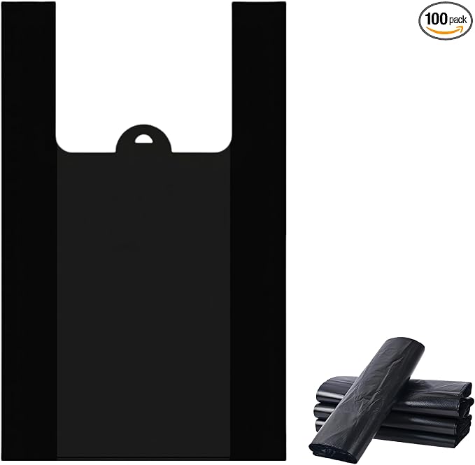 100 Count Black Small T-Shirt Pet Waste Bags with Handles