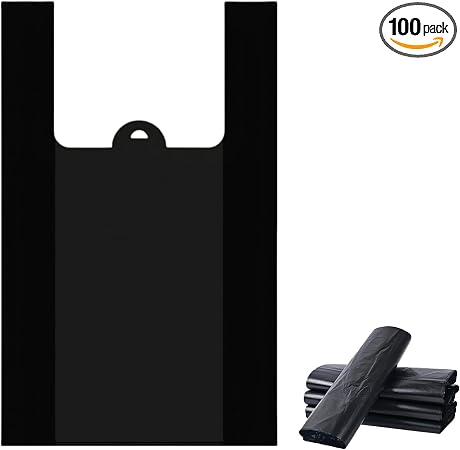 100 Count Black Small T-Shirt Pet Waste Bags with Handles