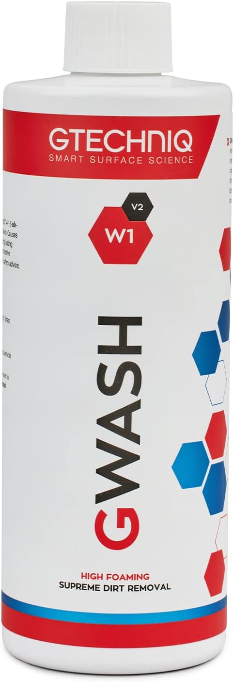 Gtechniq Car Shampoo. Auto W1 GWash Shampoo for Cars. Dirt and Stain Remover Car Cleaning Kit with Pink Grapefruit Fragr