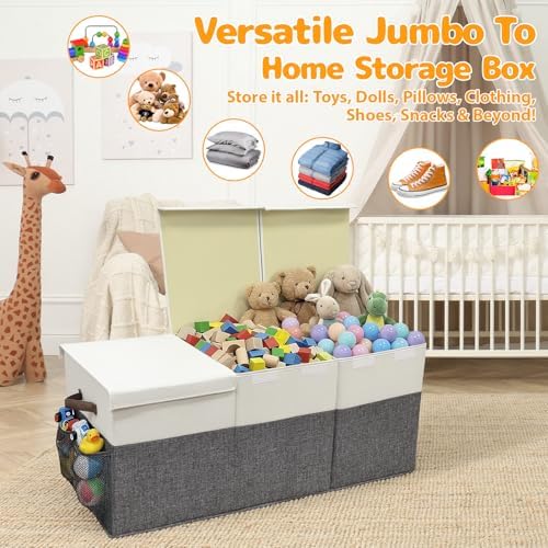 Extra Large 150L Toy Box with Lids, Collapsible Toy Chest Storage