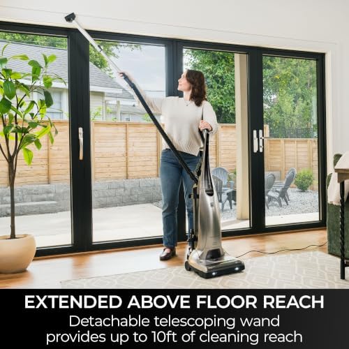 Elite 31150 Pet Friendly Bagged Upright Beltless Vacuum w/Pet Handi-Mate, Triple HEPA, 3D Inducer Motor, Telescoping Wand, 5-Position Height Adjustment, 3 Cleaning Tools-Silver