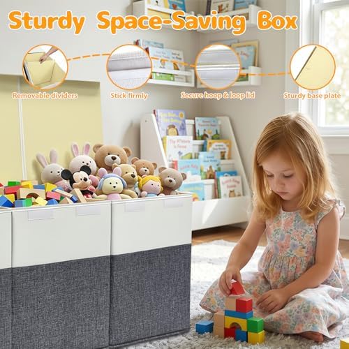 Extra Large 150L Toy Box with Lids, Collapsible Toy Chest Storage