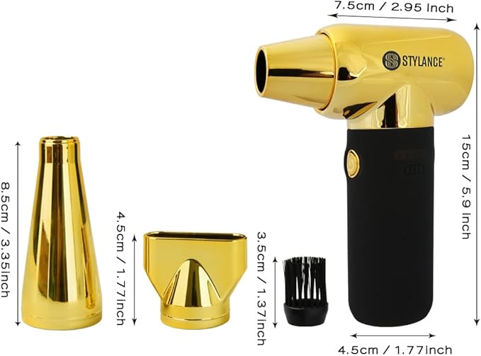 Compressed Barber Air Duster,110000RPM Cordless Vacuum Cleaner, Electric Mini Air Duster for Hair Barber, for Cooling, Cleaning,Salon,Home, Type-C,Gold