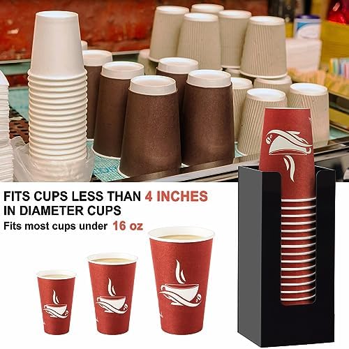 Coffee Cup Dispenser, Cup and Lid Organizer fits 5 to 16 oz Disposable Cups